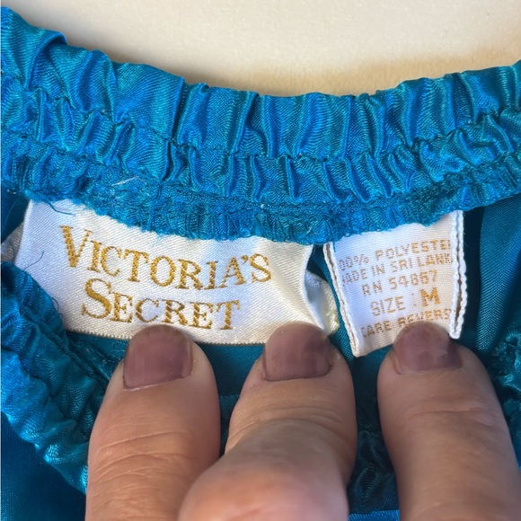 Vintage Victoria's Secret Gold LabelTeal Blue Satin Teddy Set Size Medium - Picture 5 of 7